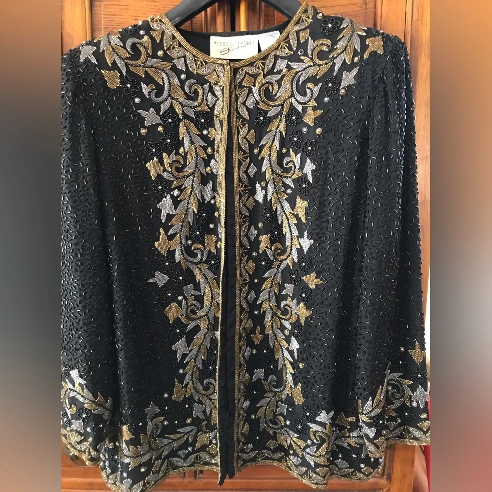 3 Elegant Black, Gold, Pewter and purple Embroidered beaded tops
Small, Med/XL - Picture 1 of 10
